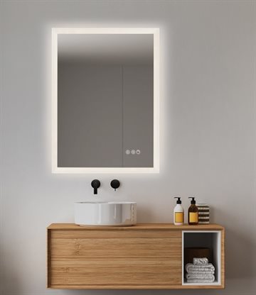 SUNRISE-3 spejl med LED lys, justerbar farve & lysstyrke samt anti-dug - 60x80 cm